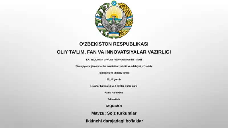 So'z turkumlar ikkinchi darajadagi bo'laklar Paronimlarni 1