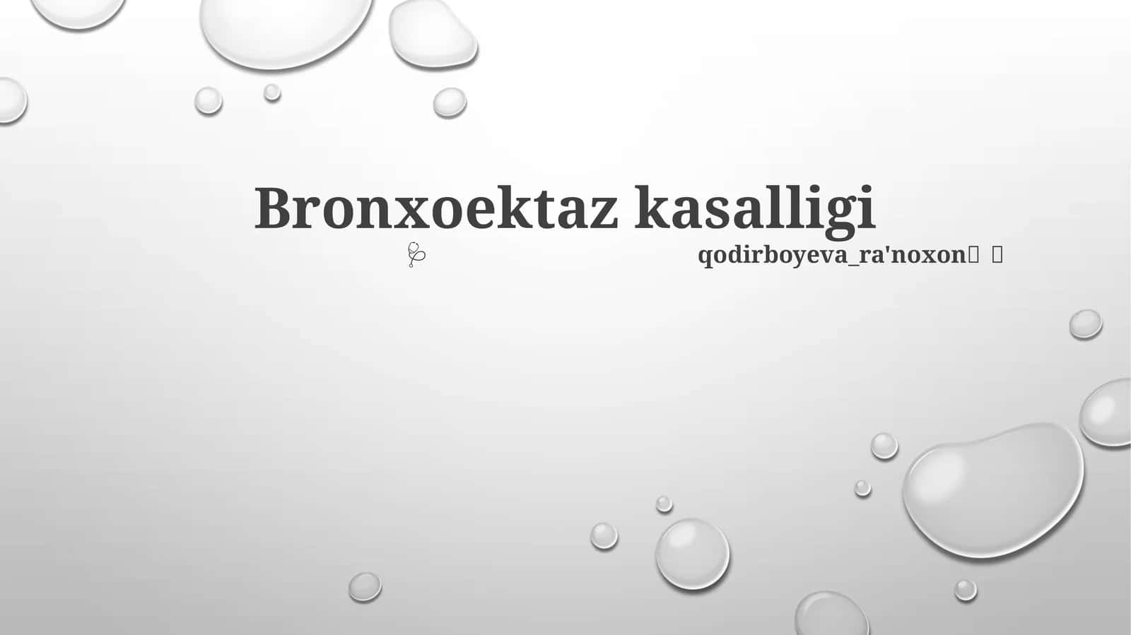 Bronxoektaziya - bu 2 mm dan ortiq kengaygan, doimiy kengaygan bronxlarga xos bo'lgan qaytarilmas o'zgarishlar bilan tavsiflanadigan nafas yo'llarining surunkali kasalligi 1