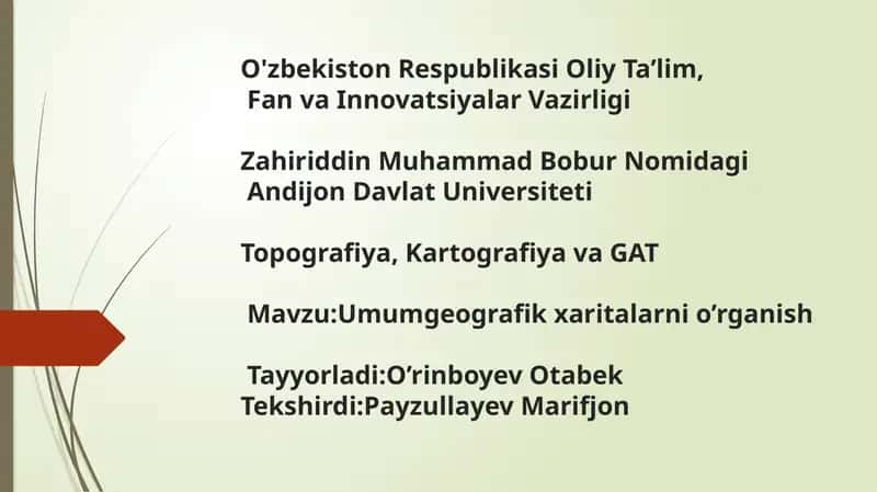 Umumgeografik xaritalarni o’rganish 1
