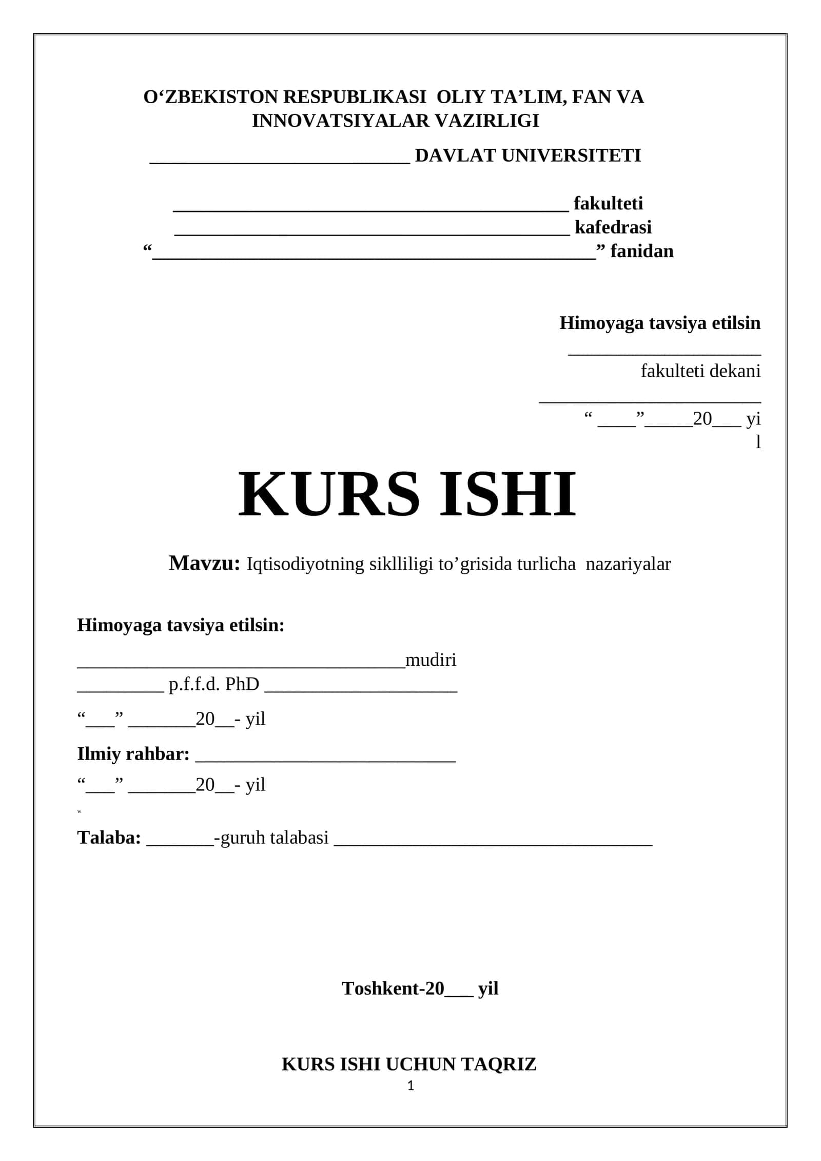 Iqtisodiyotning siklliligi to’grisida turlicha  nazariyalar 1