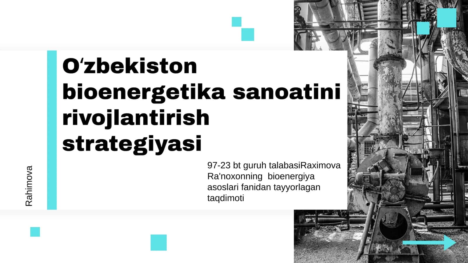 Oʻzbekiston bioenergetika sanoatini rivojlantirish strategiyasi 1