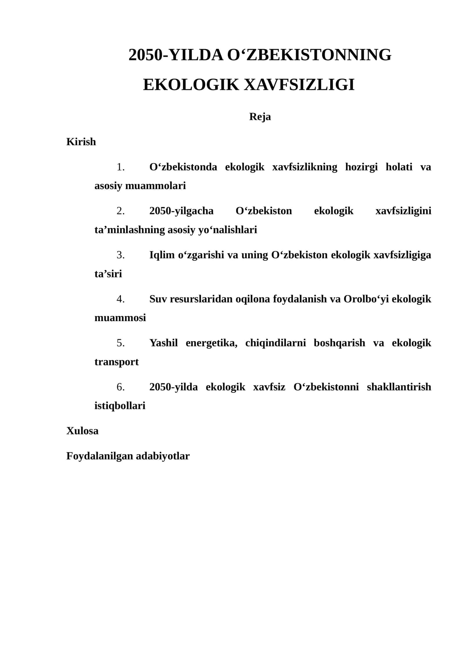 2050-YILDA O‘ZBEKISTONNING EKOLOGIK XAVFSIZLIGI 1