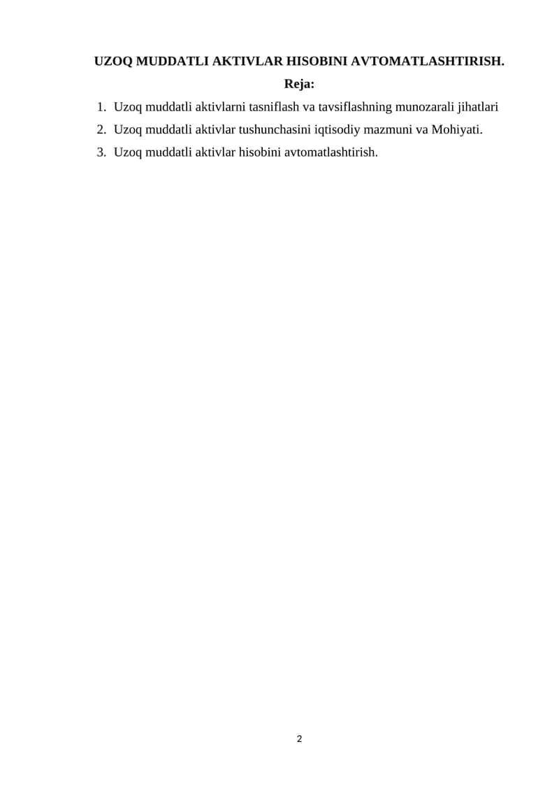 Uzoq Muddatli Aktivlar Hisobini Avtomatlashtirish 1