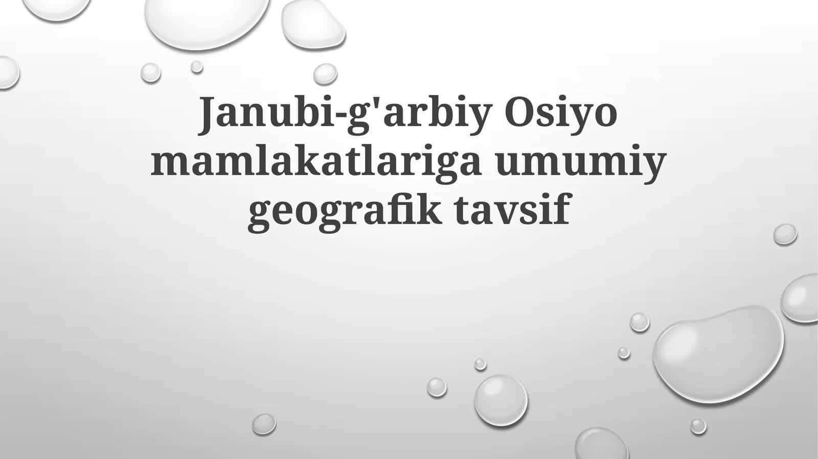 Janubi-g'arbiy Osiyo mamlakatlariga umumiy geografik tavsif 1