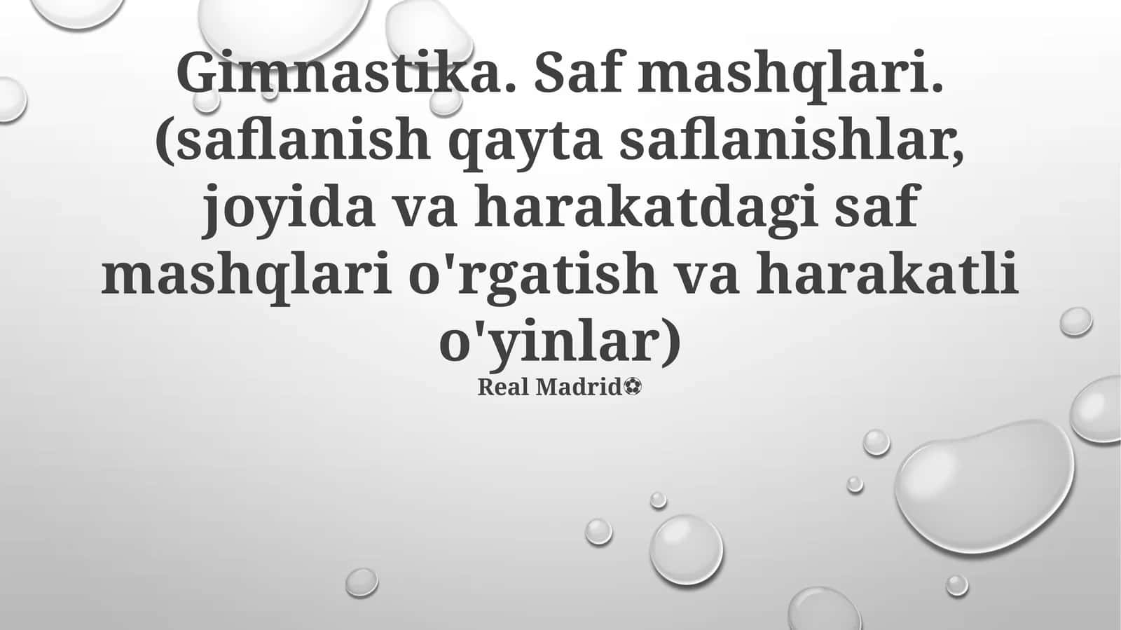 Gimnastika. Saf mashqlari 1