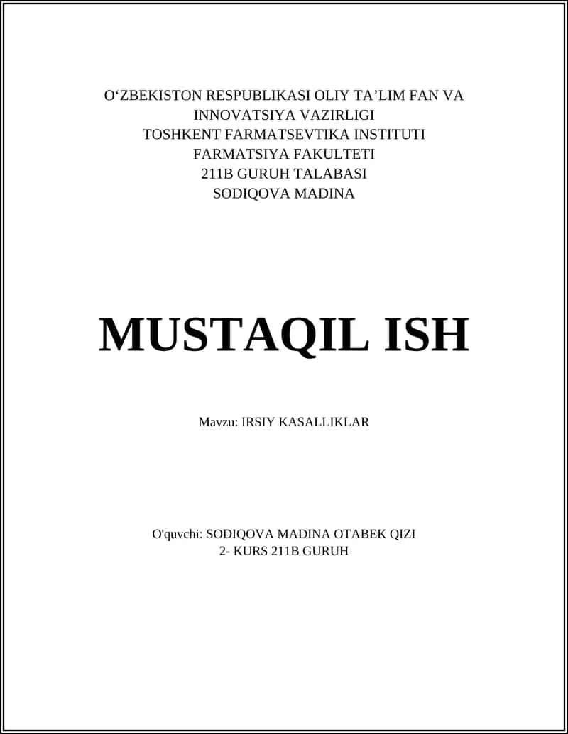 Irsiy kasalliklarning meros olish mexanizmlari 1
