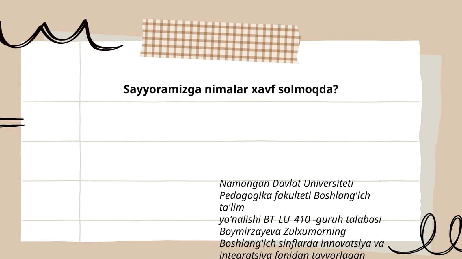 Boshlang'ich sinflarda innovatsiya va integratsiya fanidan tayyorlagan taqdimot 1