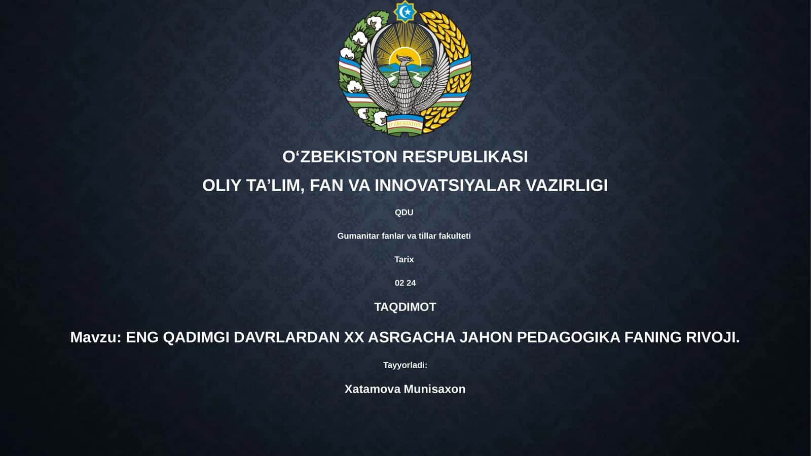 ENG QADIMGI DAVRLARDAN XX ASRGACHA JAHON PEDAGOGIKA FANING RIVOJI 1