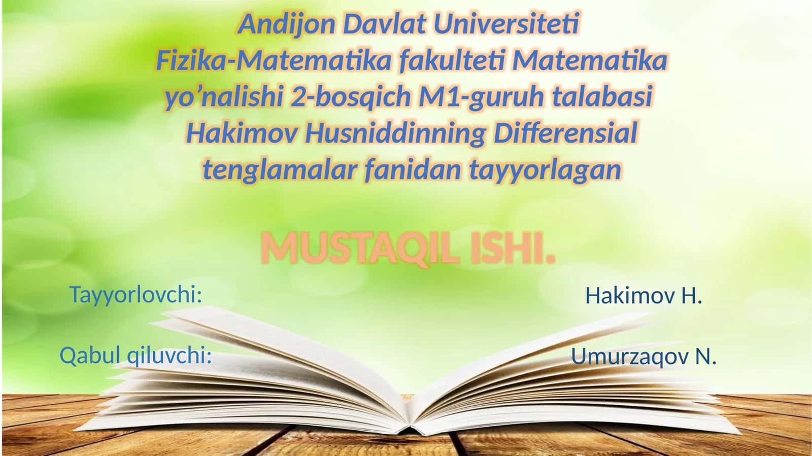 Matematika Yo'nalish 1