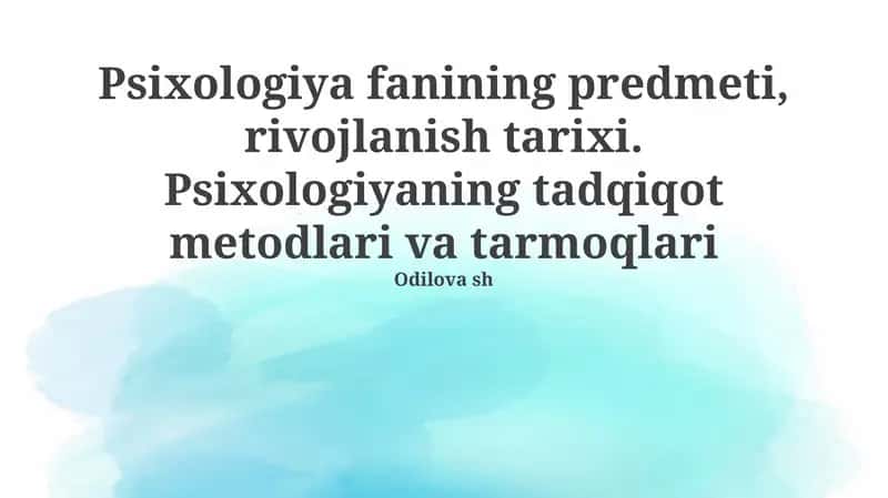 Psixologiya fanining predmeti 1