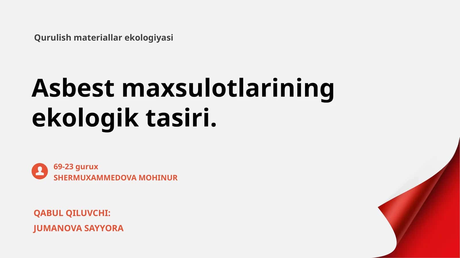 Asbest maxsulotlarining ekologik tasiri 1
