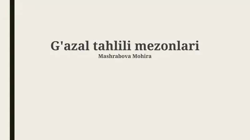 G'azal tahlili mezonlari 1