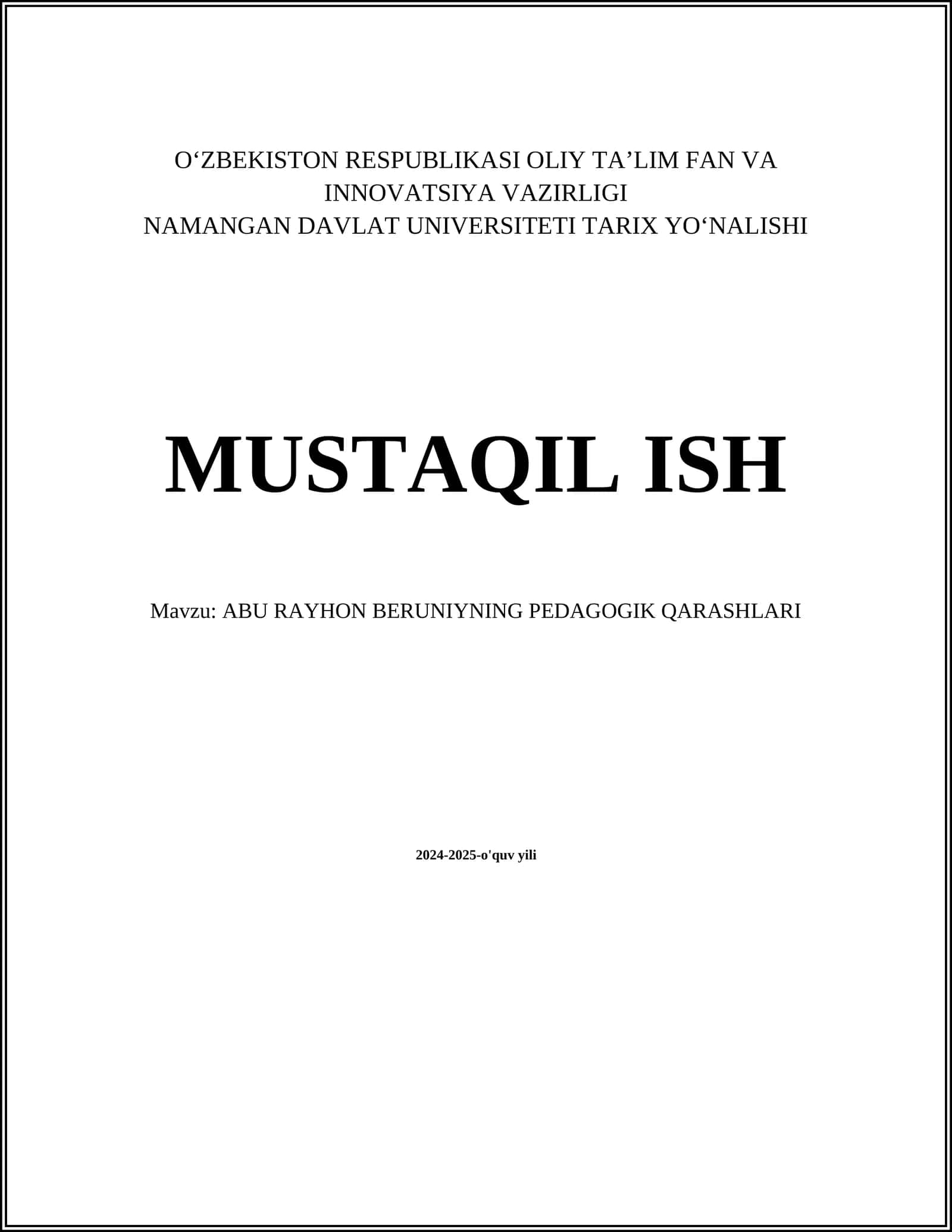 ABU RAYHON BERUNIYNING PEDAGOGIK QARASHLARI 1