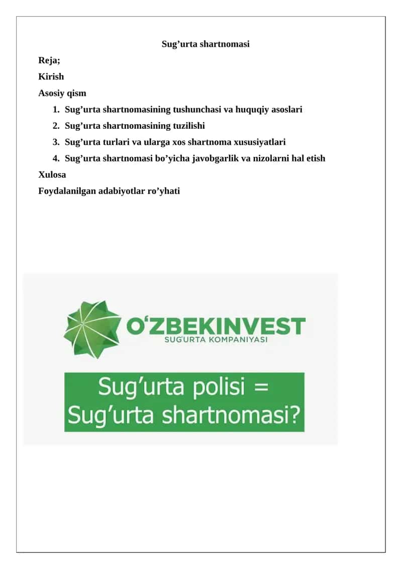 Sug’urta shartnomasi 1