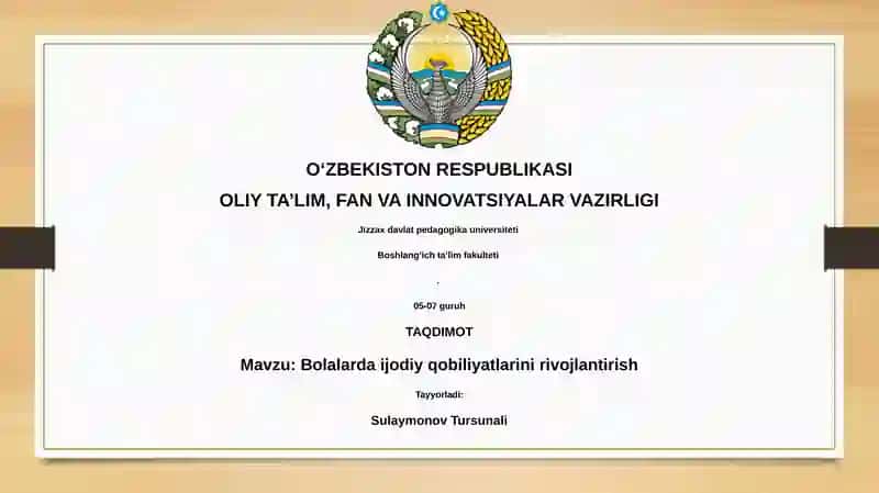 Bolalarda ijodiy qobiliyatlarini rivojlantirish