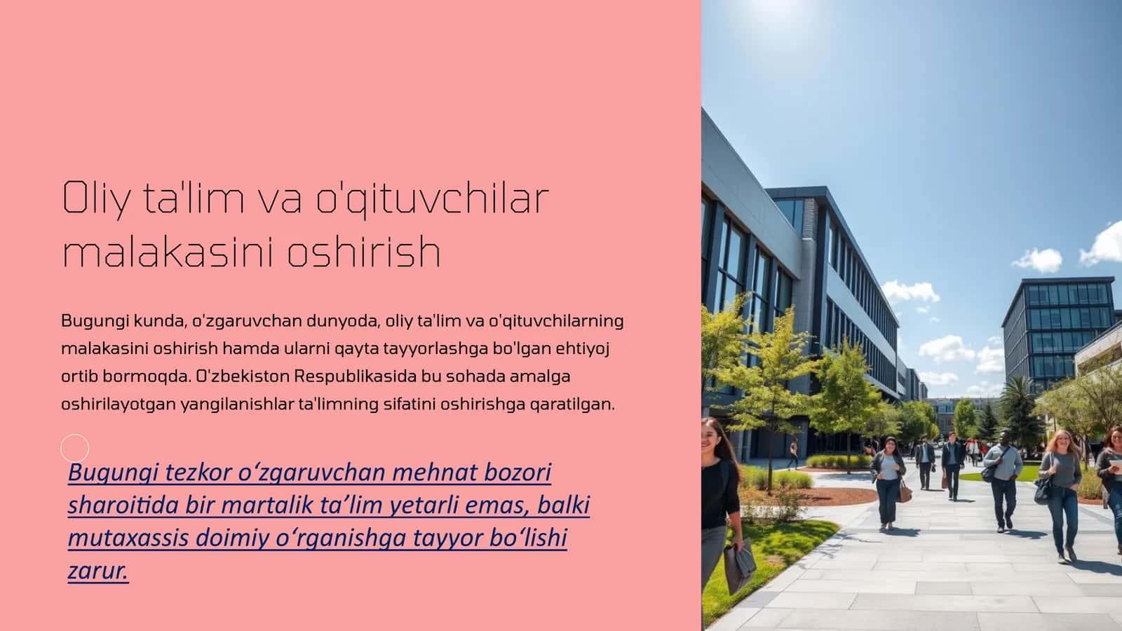 Oliy ta'lim va o'qituvchilar malakasini oshirish 1
