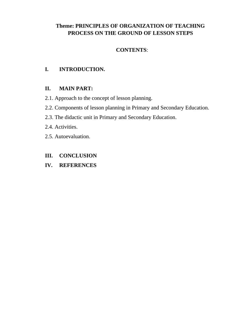Lesson Planning in Primary and Secondary Education 1