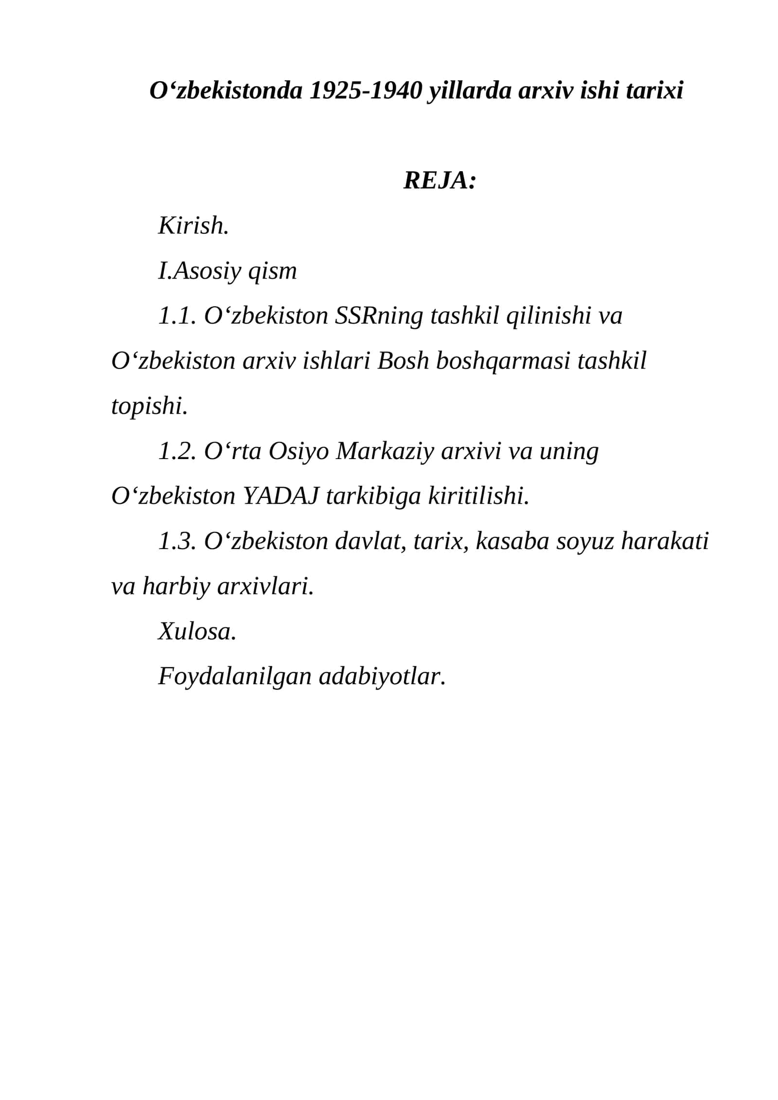 O‘zbekistonda 1925-1940 yillarda arxiv ishi tarixi 1