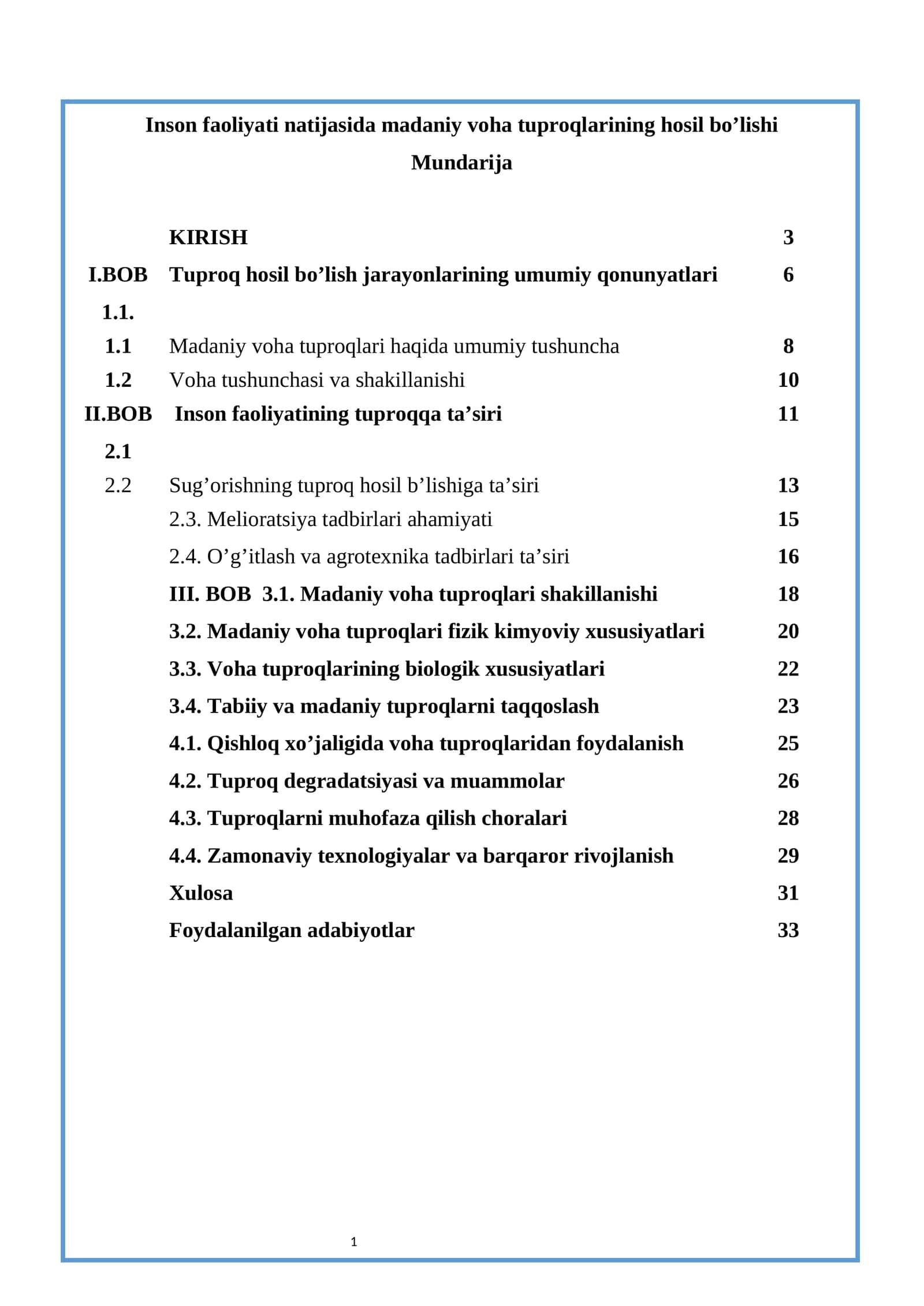 Inson faoliyati natijasida madaniy voha tuproqlarining hosil bo’lishi 1