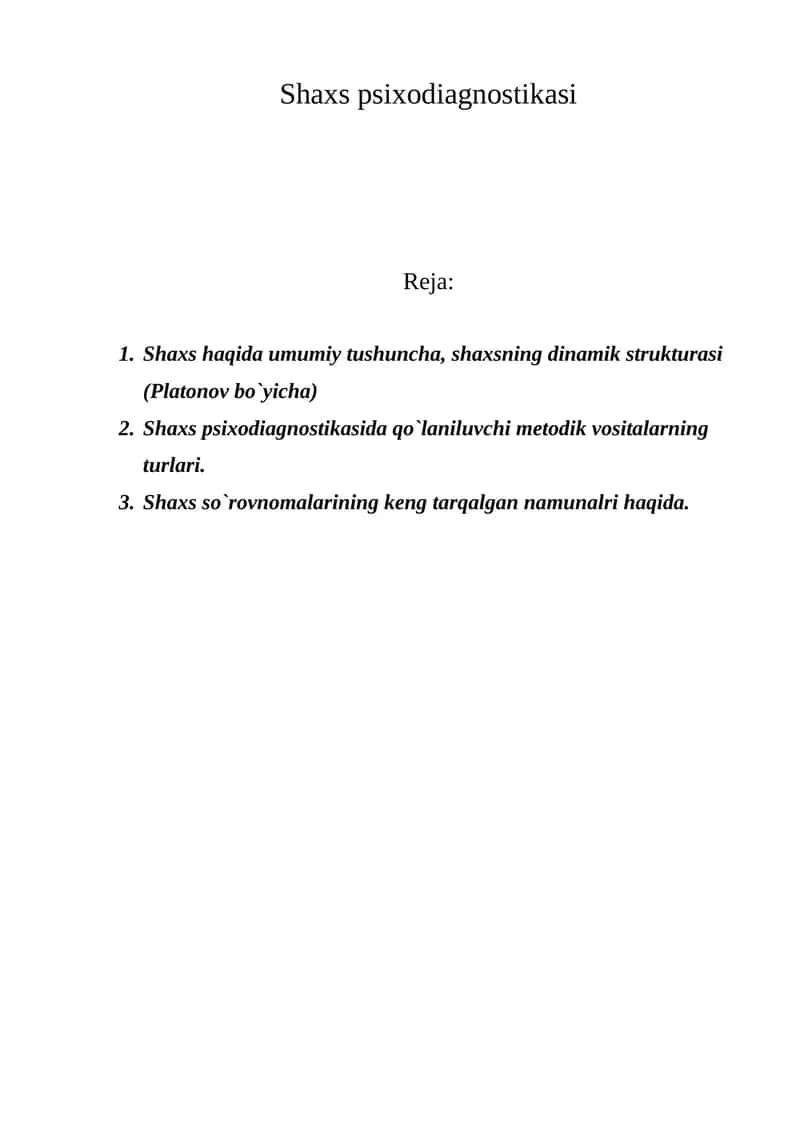 Shaxs psixodiagnostikasi 1