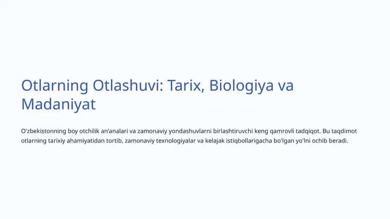Otlarning Otlashuvi: Tarix, Biologiya va Madaniyat 1