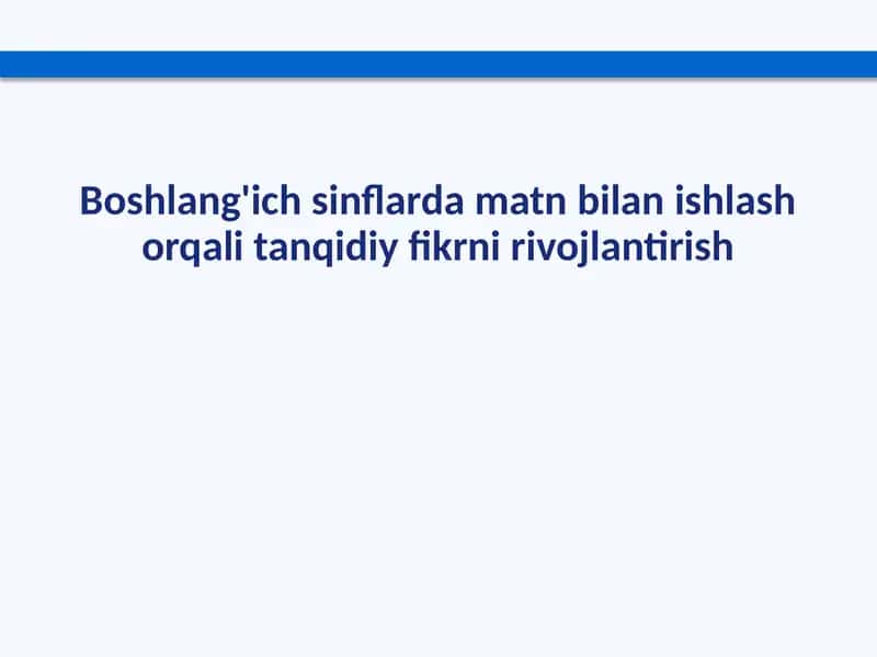 Tanqidiy fikrlash 1