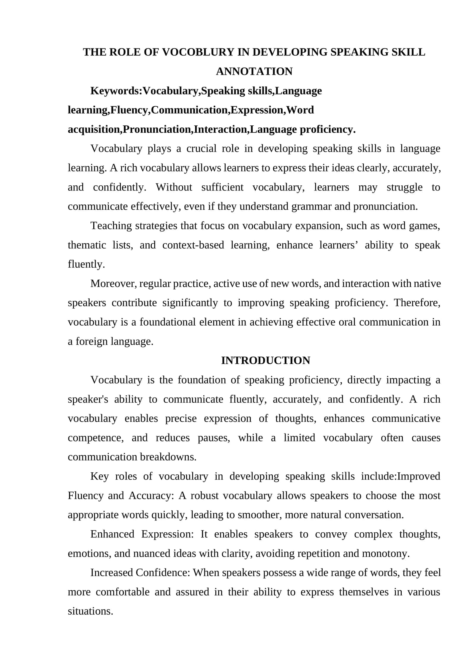 THE ROLE OF VOCOBLURY IN DEVELOPING SPEAKING SKILL 1