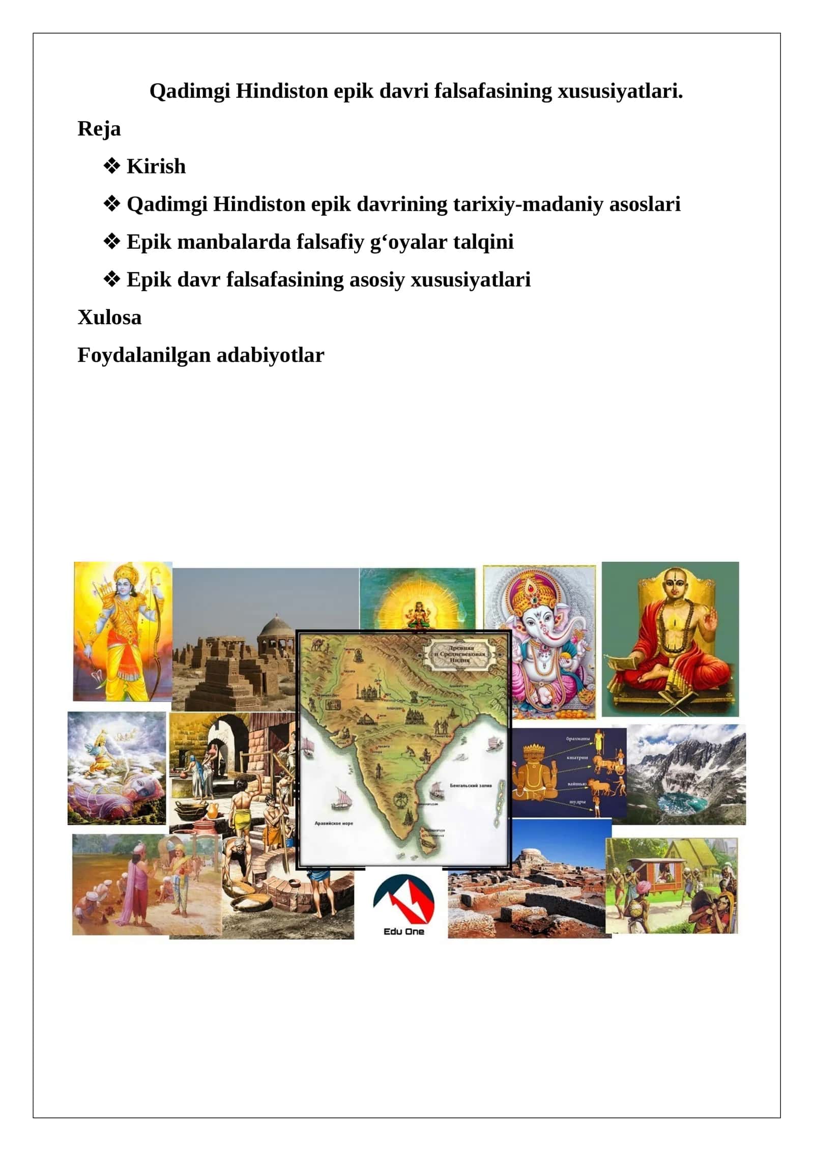 Qadimgi Hindiston epik davri falsafasining xususiyatlari 1