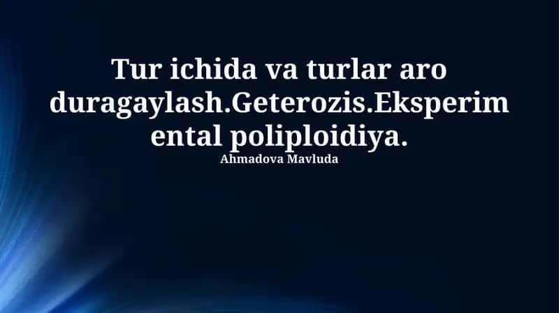Tur ichidagi va turlararo duragaylanish 1