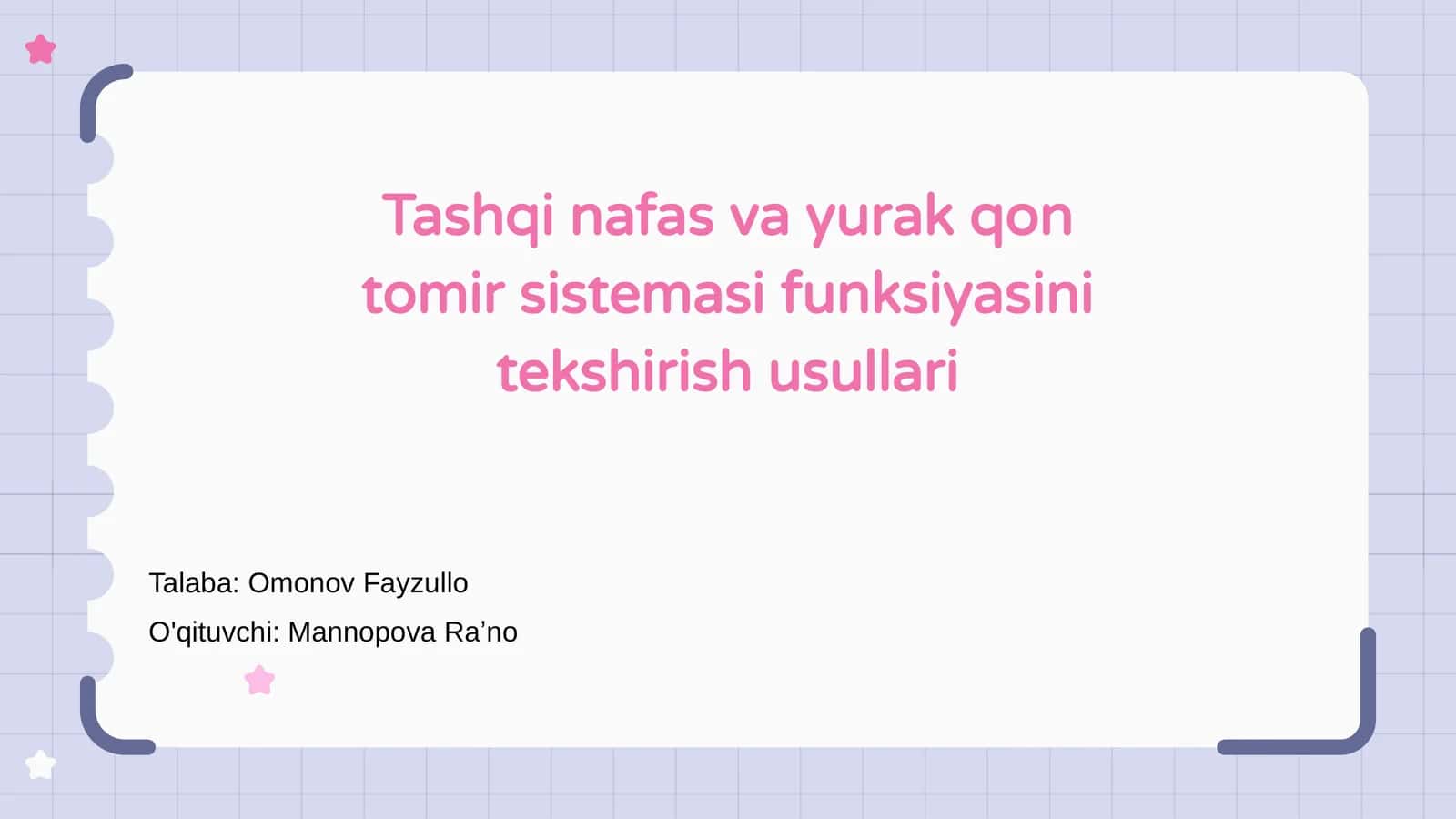 Tashqi nafas va yurak qon tomir sistemasi funksiyasini tekshirish usullari 1
