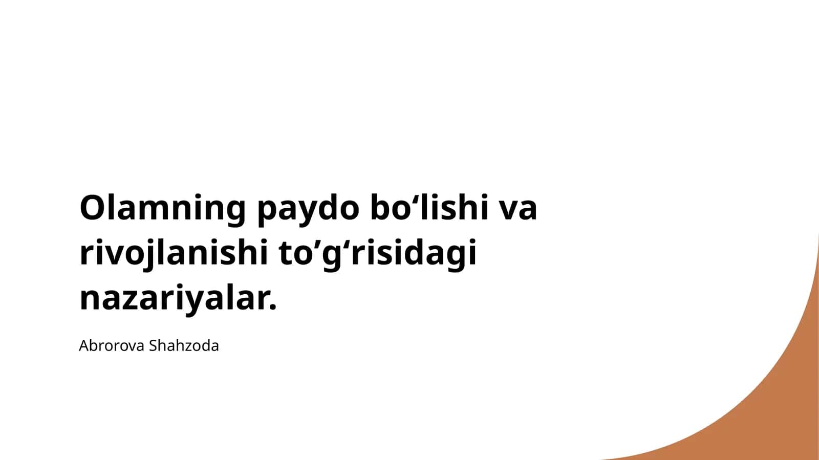 Nazariyalar bilan Olamning Paydo bo'lishi 1
