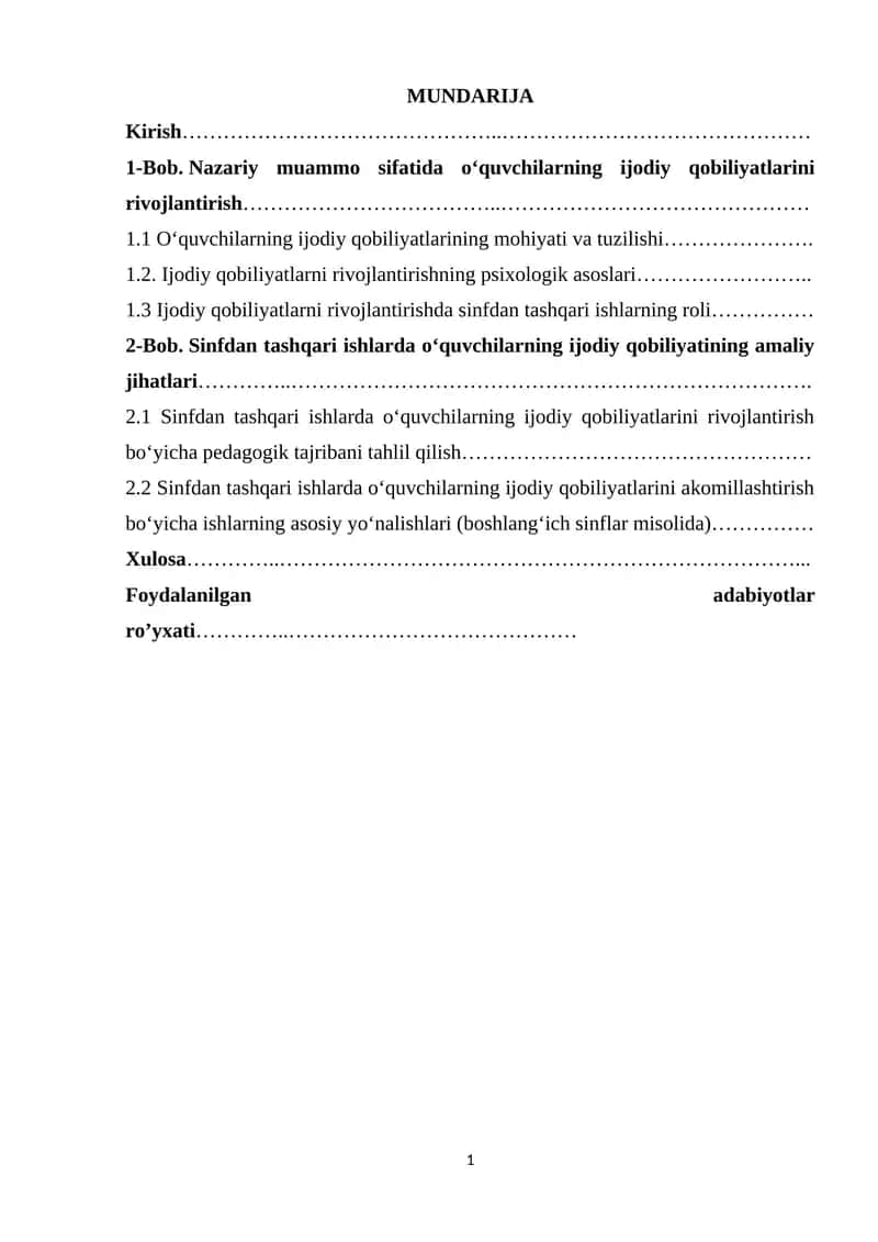 Sinfdan tashqari ishlarda o‘quvchilarning ijodiy qobiliyatining amaliy jihatlari 1