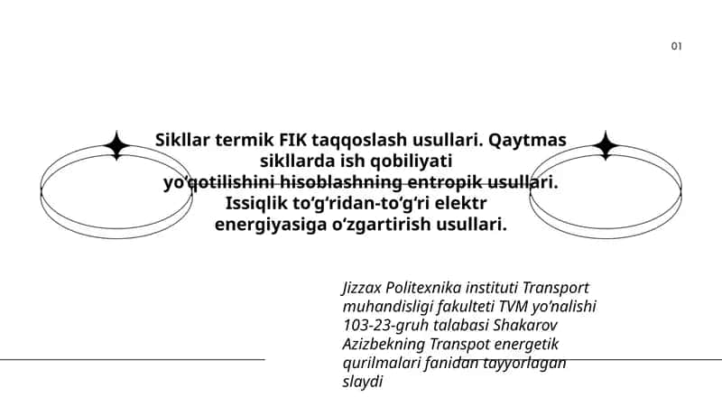 Sikllar termik FIK taqqoslash usullari 1