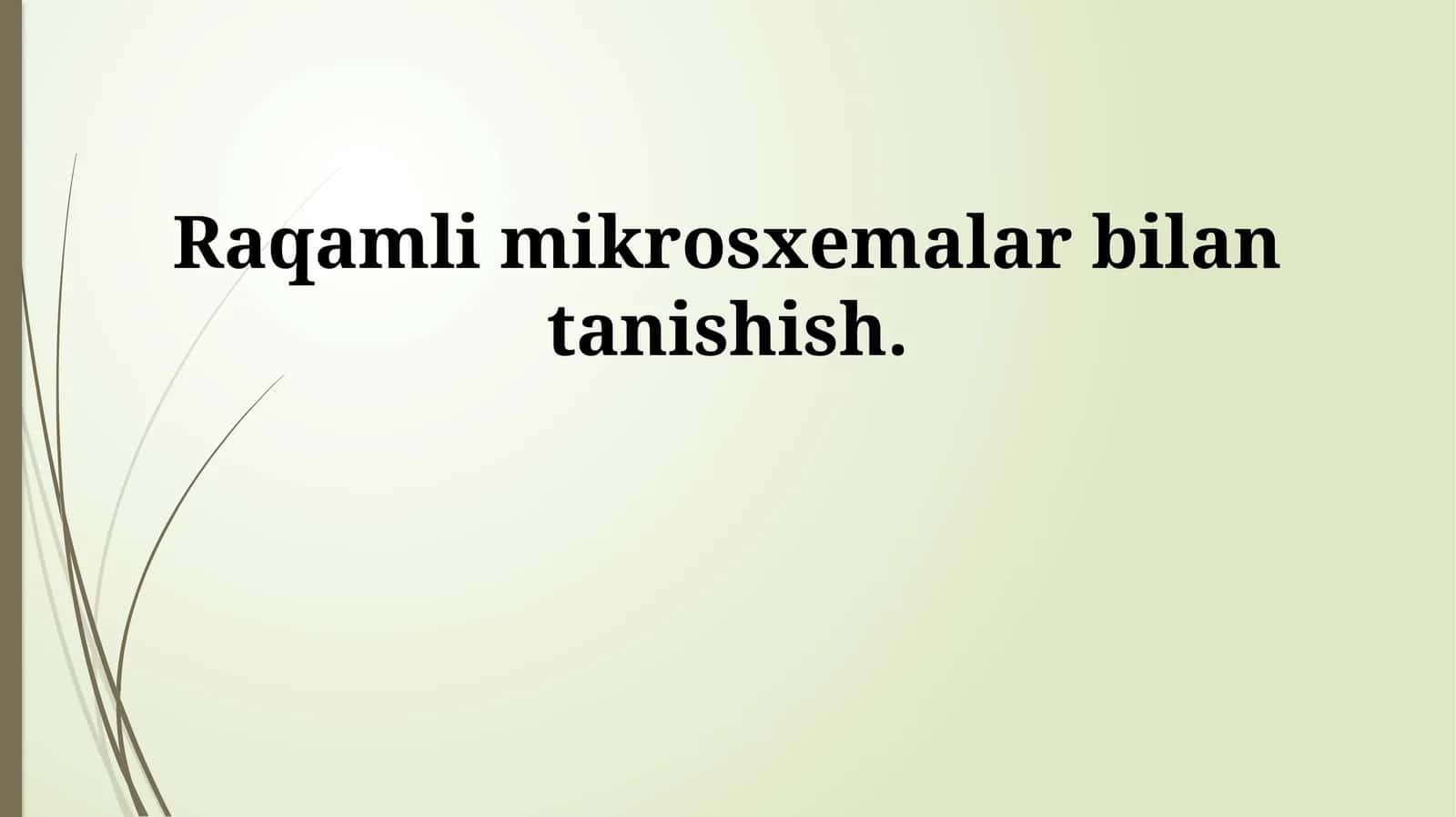 Raqamli mikrosxemalar bilan tanishish 1