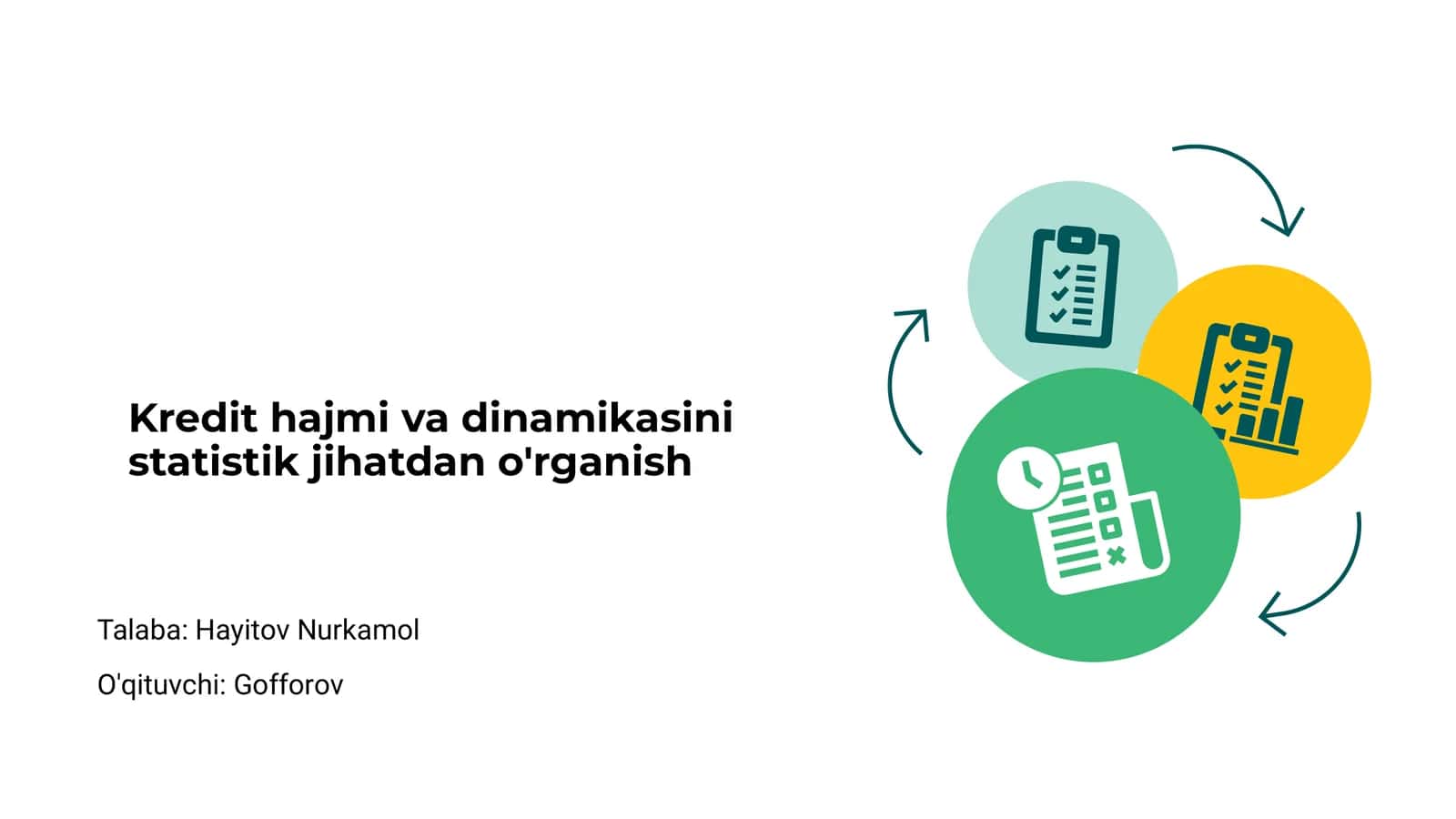 Kredit hajmi va dinamikasini statistik jihatdan o'rganish 1