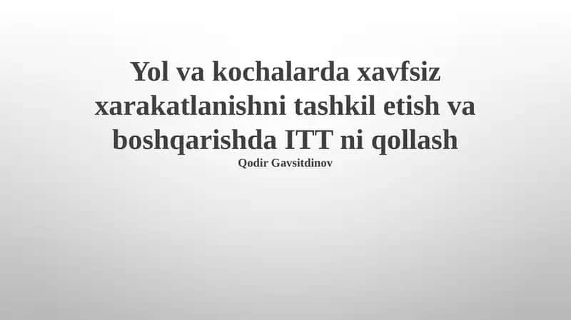 Intellektual transport tizimlarining tarkibiy qismlari 1