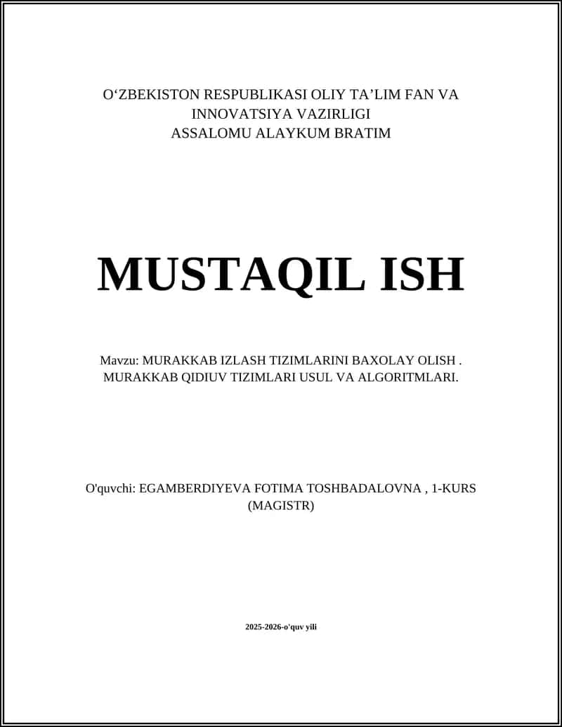 MURAKKAB IZLASH TIZIMLARINI BAXOLAY OLISH 1