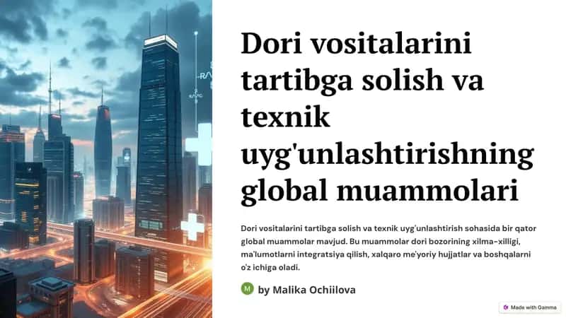 Dori vositalarini tartibga solish va texnik uyg'unlashtirishning global muammolari 1