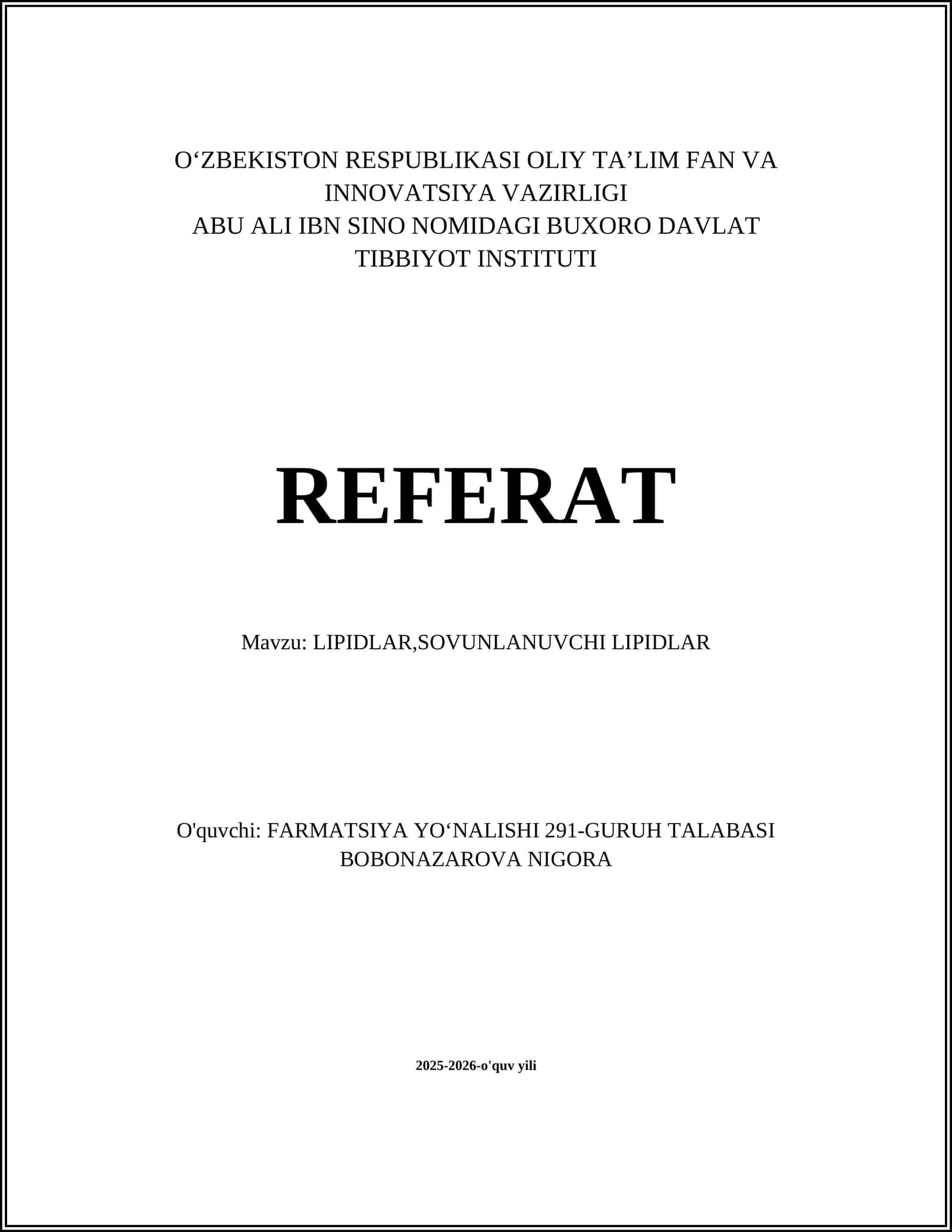 LIPIDLAR,SOVUNLANUVCHI LIPIDLAR 1