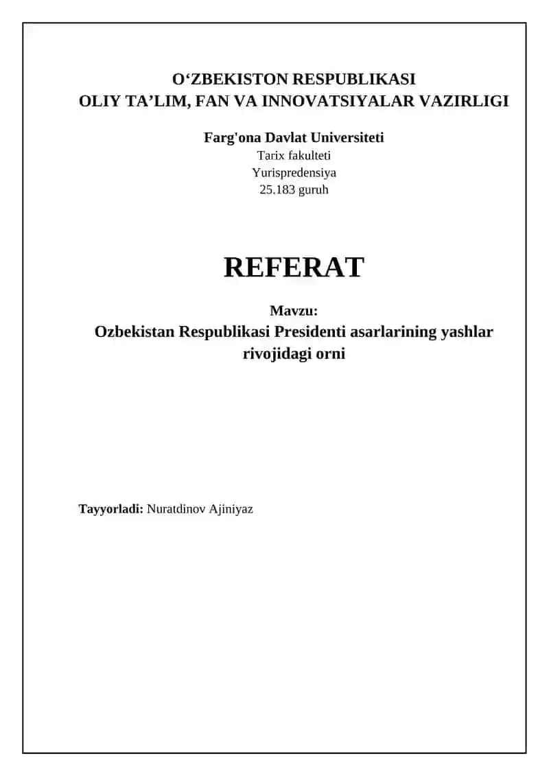 O'zbekiston Respublikasi Prezidentining asarlari