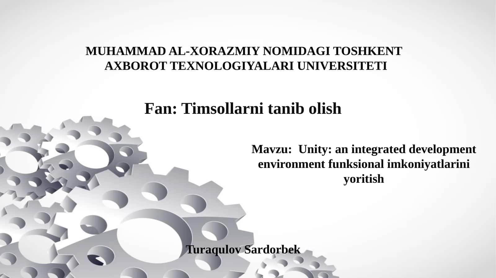 Timsollarni tanib olish: Unity o'yin dvijoki 1