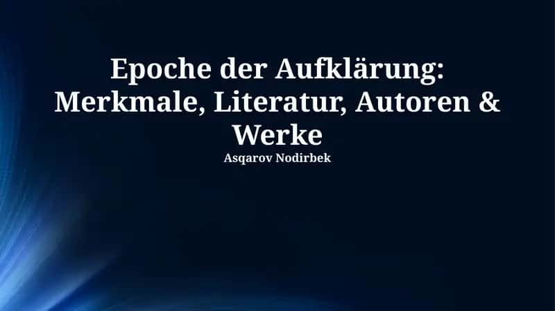 Literatur der Aufklärung: Merkmale 1
