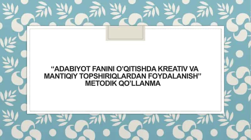 METODIK QO'LLANMA 1