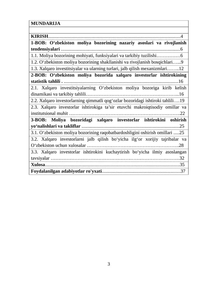 O‘zbekiston moliya bozorining nazariy asoslari va rivojlanish tendensiyalari 1