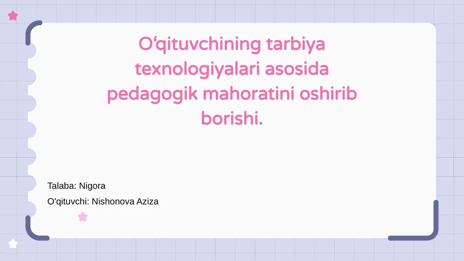 O‘qituvchining Tarbiya Texnologiyalari 1