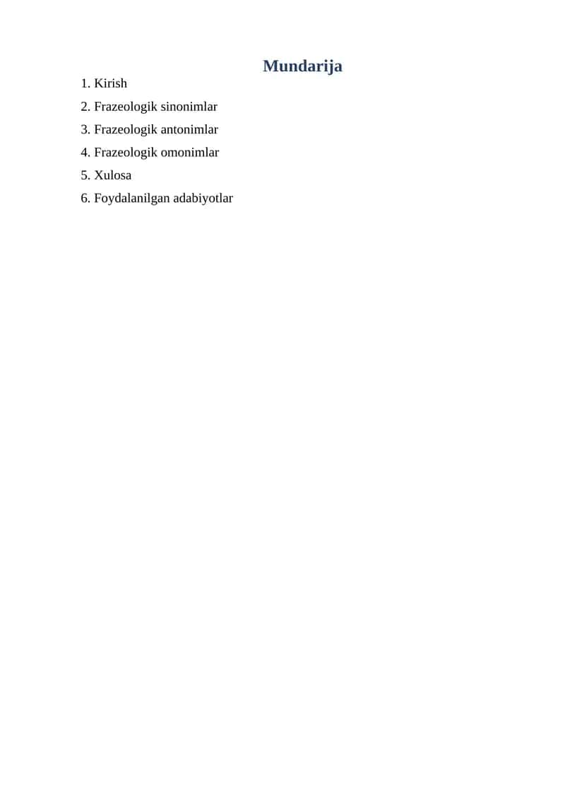 Frazeologik omonimlar, sinonimlar va antonimlar 1