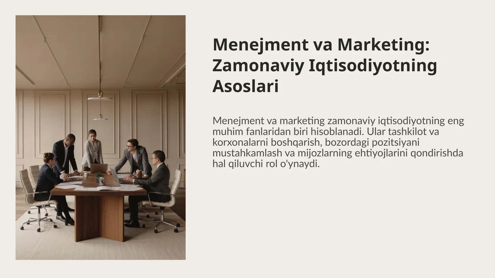 Menejment va Marketing: Zamonaviy Iqtisodiyotning Asoslari 1
