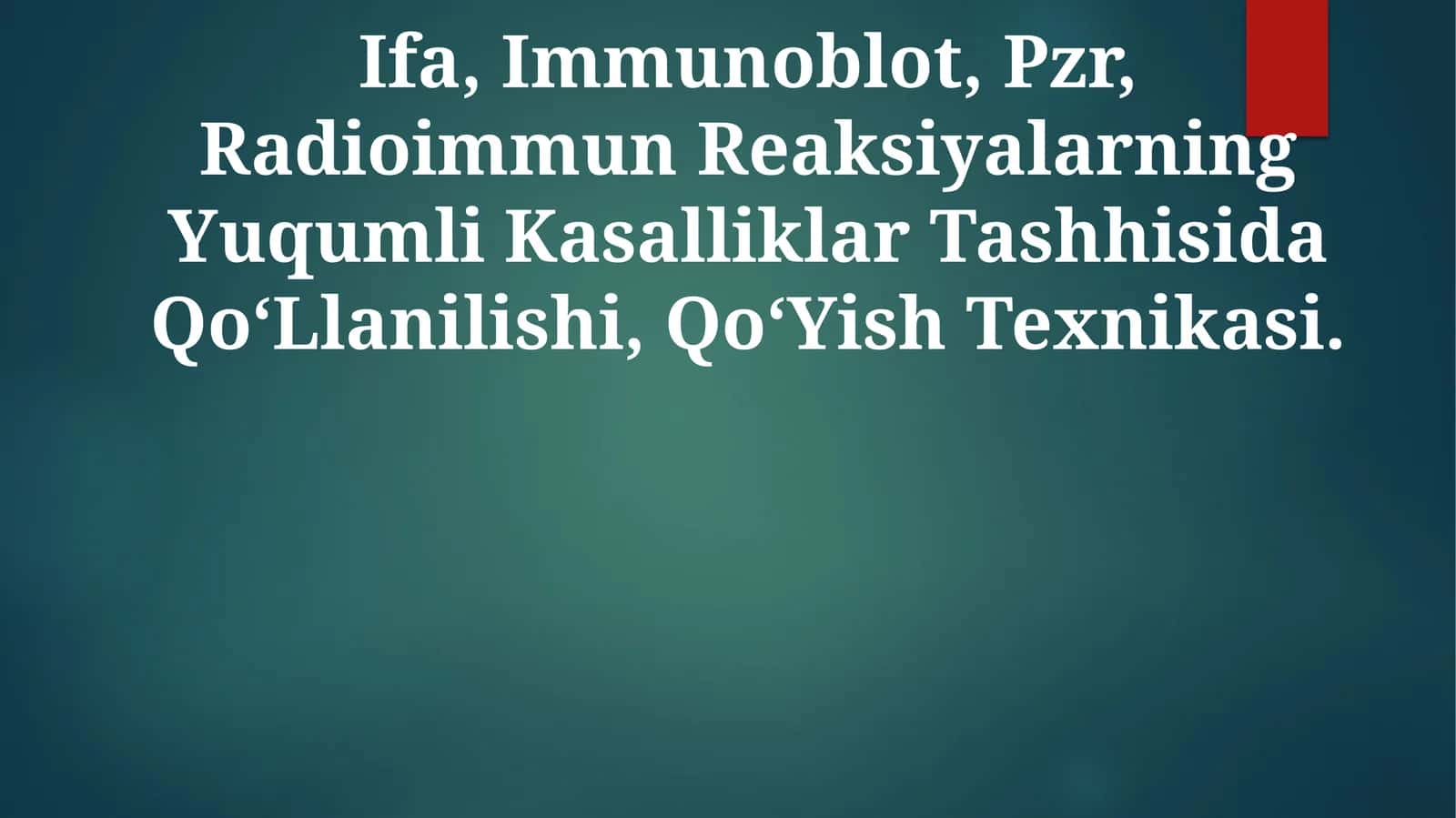 Immunoblot, Ifa, Radioimmun Reaksiyalarning Yuqumli Kasalliklar Tashhisida QoʻLlanilishi, QoʻYish Texnikasi 1