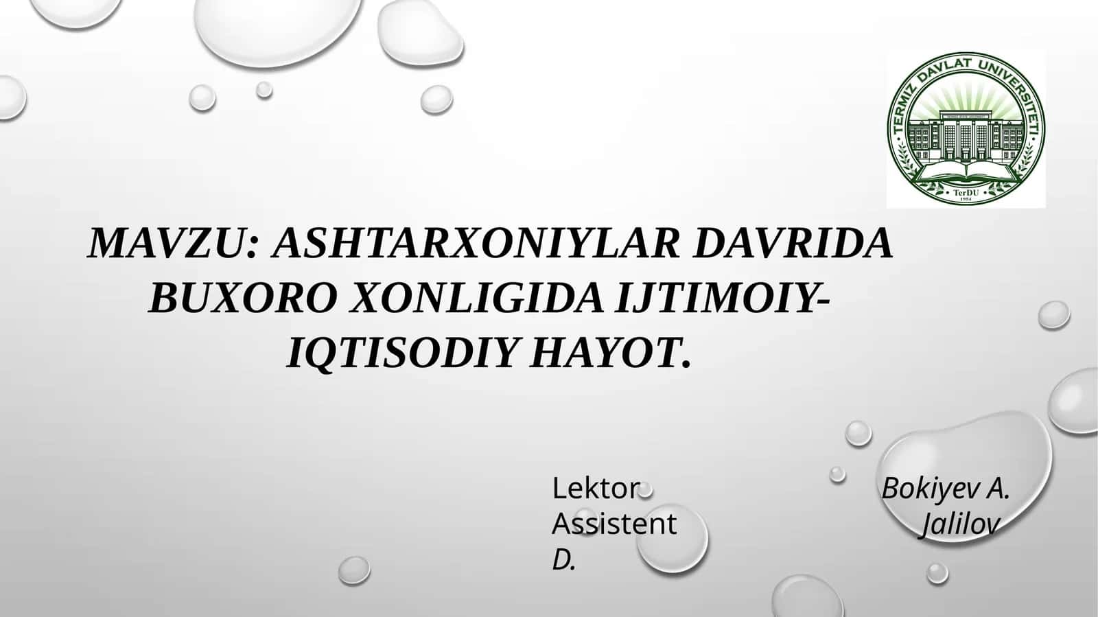 Ashtarxoniylar davrida Buxoro xonligida ijtimoiy-iqtisodiy hayot 1