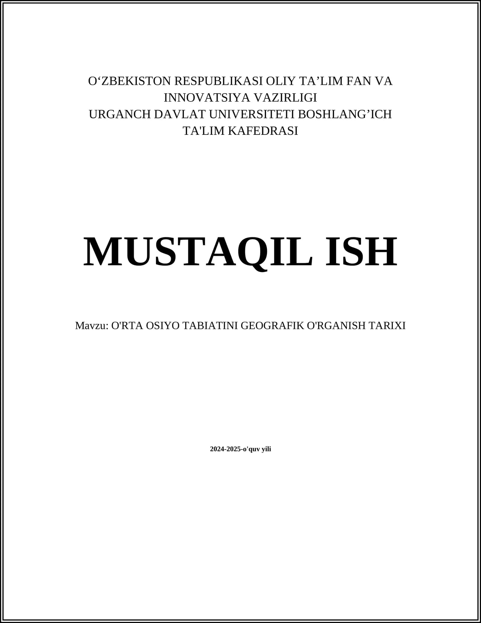 O'RTA OSIYO TABIATINI GEOGRAFIK O'RGANISH TARIXI 1